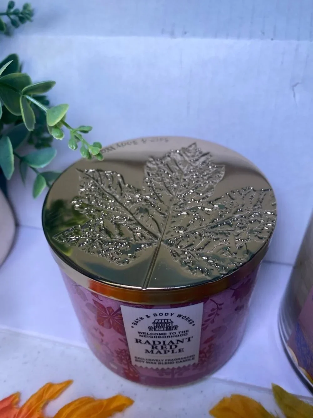 “Pumpkin Cinnamon Bun” & “Radiant Red Maple” BBW  3 Wick Candles- NOT NEW
